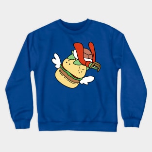 Pilot Turtle Riding a Hamburger Crewneck Sweatshirt